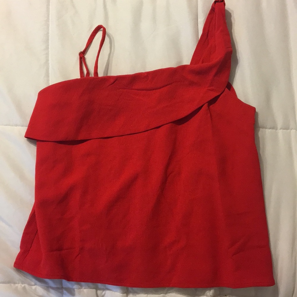 Red Flowing Asymmetrical Tank Top